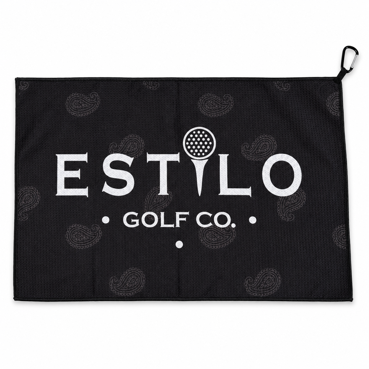 Estilo Golf Co. waffle towel flat lay on white background